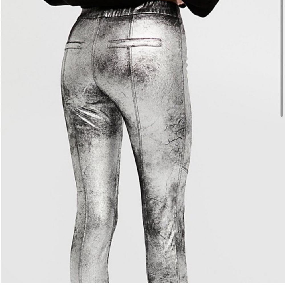 Free people metallic silver suede size 24